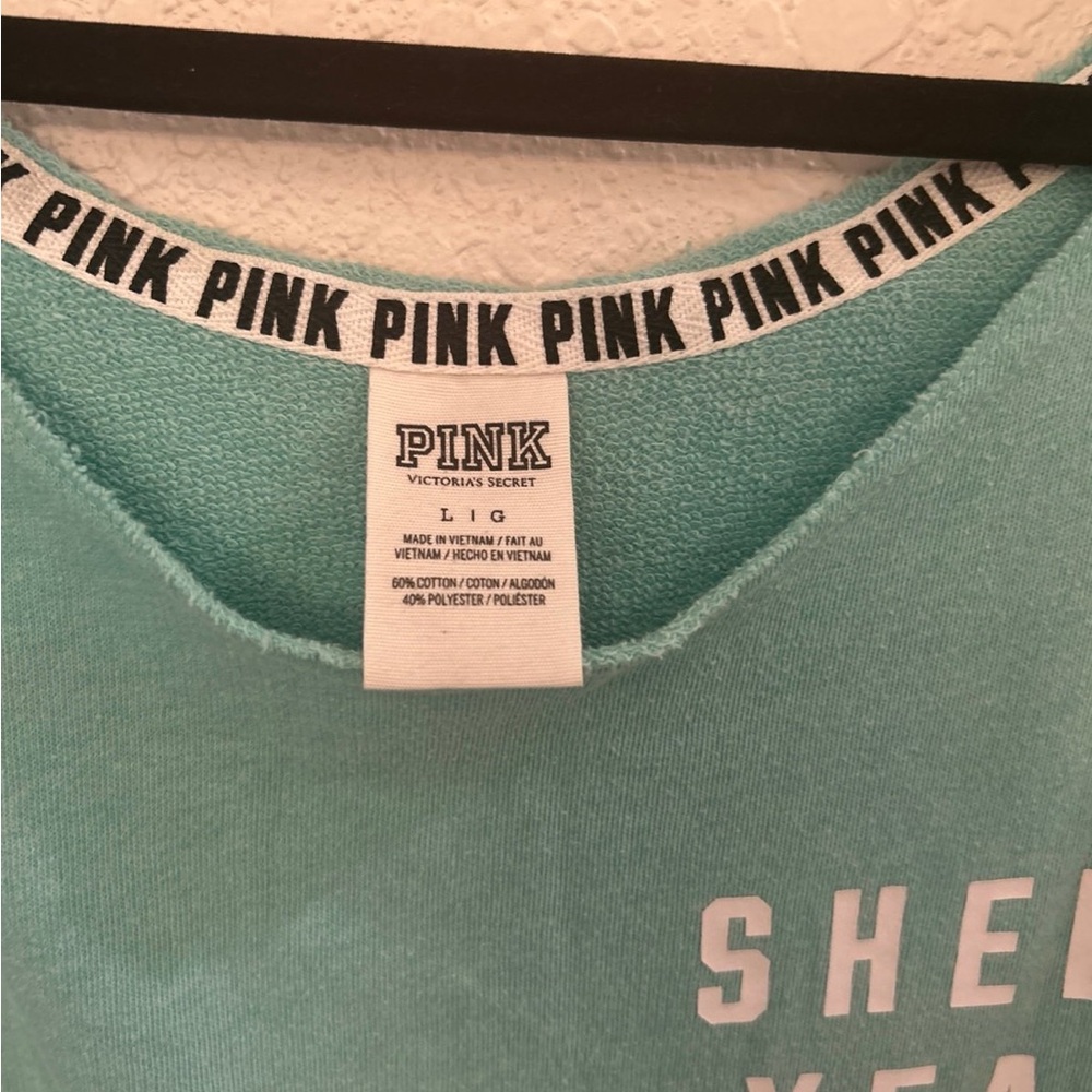 Victoria's Secret PINK "Shell Yeah" off-the-shoulder sweatshirt size Large‎ - Picture 2 of 3